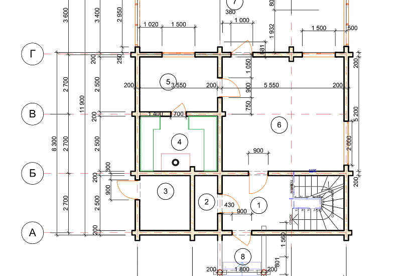 Баня-брус200мм-9500х11900мм-КР