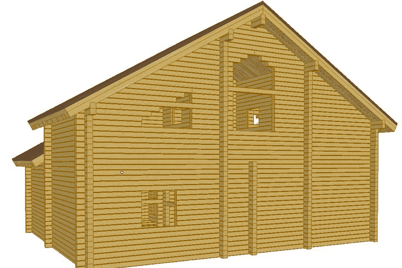 Дом-брус 160х160мм-10640х10640мм-1,5эт-КД