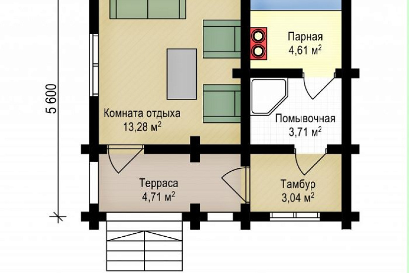 Проект бани из бруса №845
