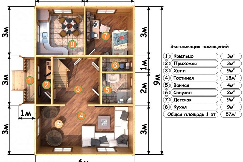 ДОМ ИЗ БРУСА ДБр-95