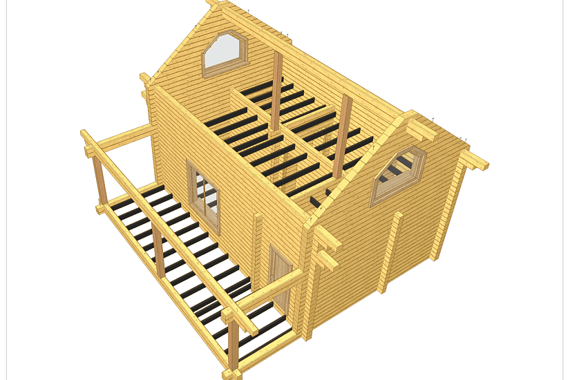 Баня  7,8х8 1,5 эт - брус-КД