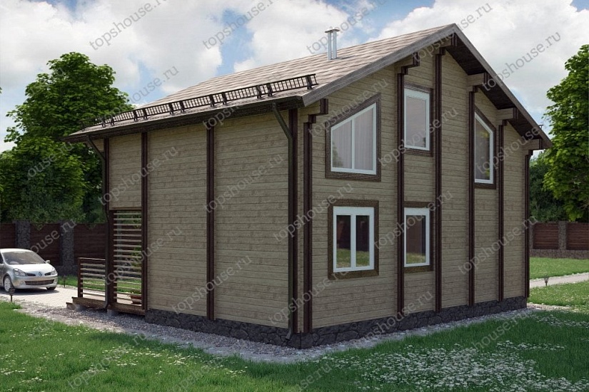 Двухэтажный дом из двойного бруса «Дворец Тора» от компании ТопсХаус