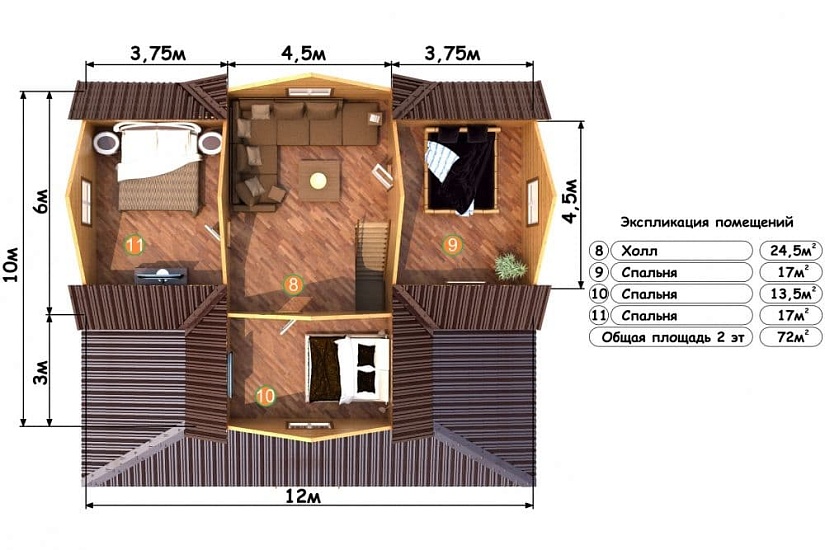 ДОМ ИЗ БРУСА ДБр-198