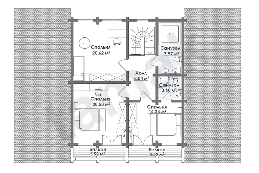 Дом из клееного бруса Шале БШ-4-1-226