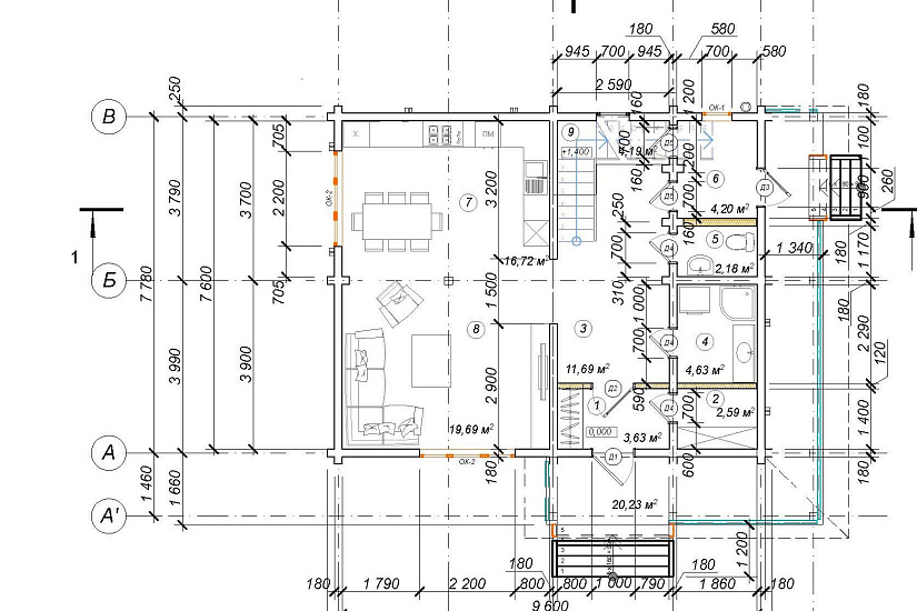 Проект дома из бруса №825 Проект дома из бруса №825