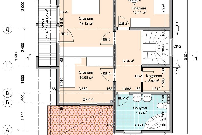 Дом-каркас150мм-9600х8600мм-2эт-АР