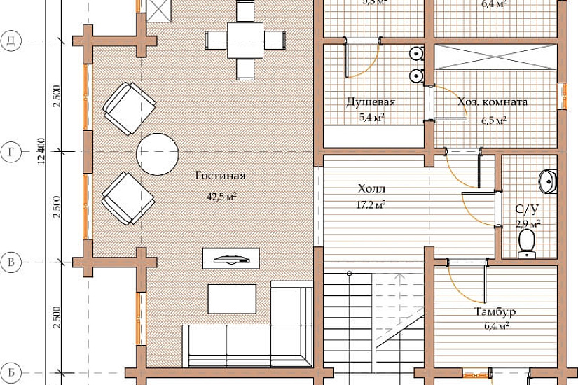 ПРОЕКТ Д-27 ДОМ ИЗ ПРОФИЛИРОВАННОГО БРУСА