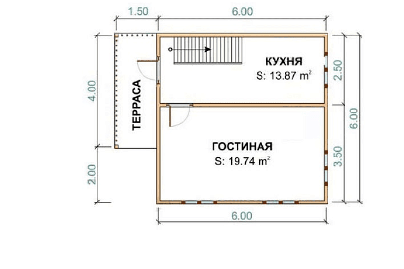 Каркасный дом 6х6 К1П14