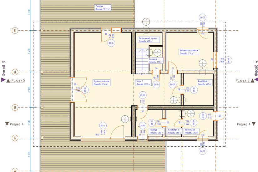 Дом-каркас-1,5эт-14500х14200мм-АР Дом-каркас-1,5эт-14500х14200мм-АР