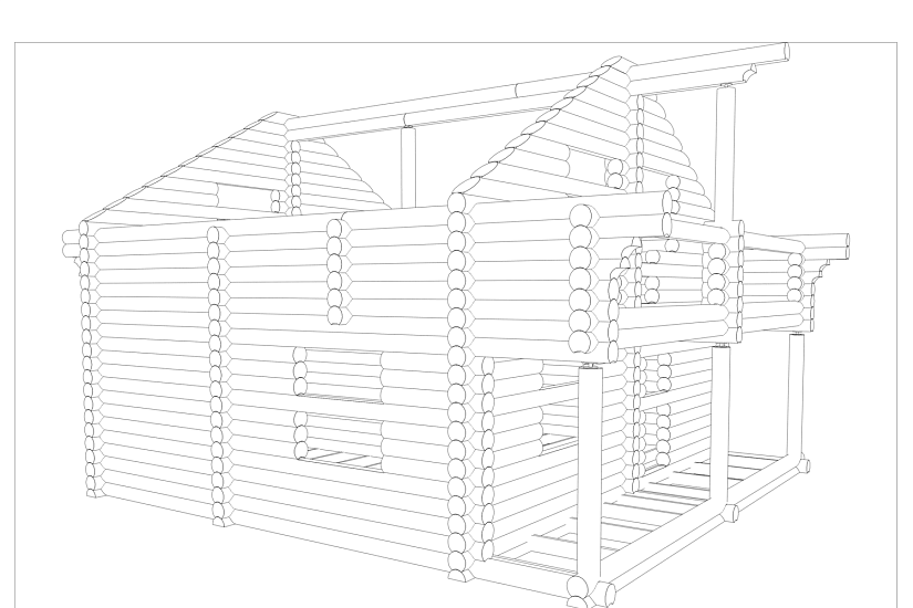 Дом-бревно240мм-8870х8500мм-1,5эт-КД