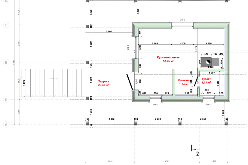 Жилой дом-каркас150мм-6750х7682мм-1эт-АР-КР