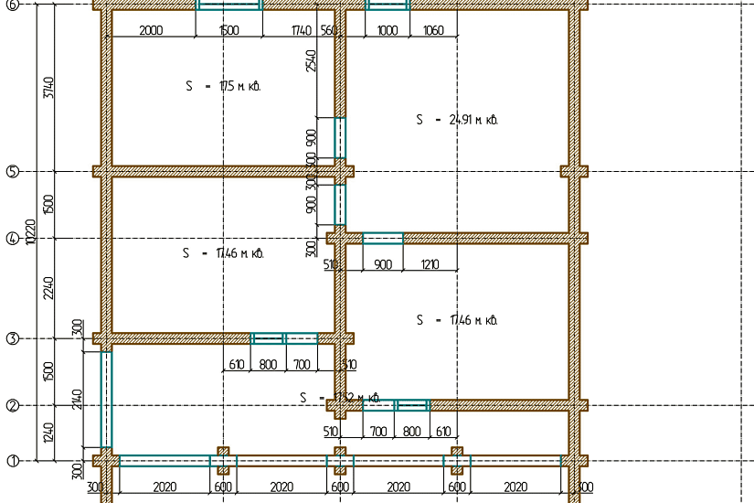 Дом-бревно200мм-14220х10220мм-1,5эт-АР-КР