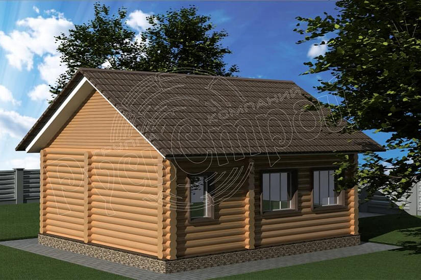 ПРОЕКТ Б-27 БАНЯ ИЗ ОЦИЛИНДРОВАННОГО БРЕВНА