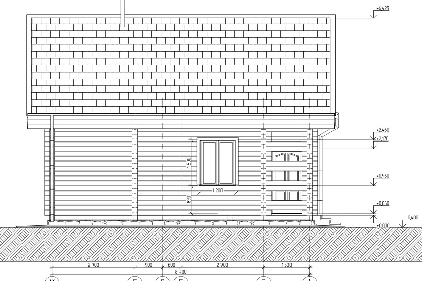 Дом-брус 166х160мм-13500х8400мм-АР-КР