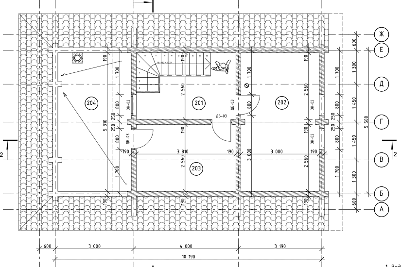 Дом-брус190х140-10190х5500мм-1,5эт-АР