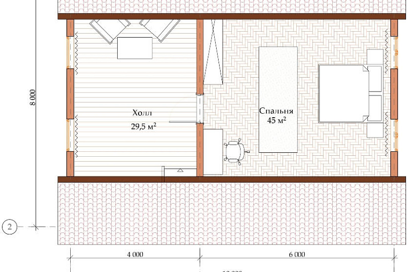 ПРОЕКТ Д-6 ДОМ ИЗ ОЦИЛИНДРОВАННОГО БРЕВНА