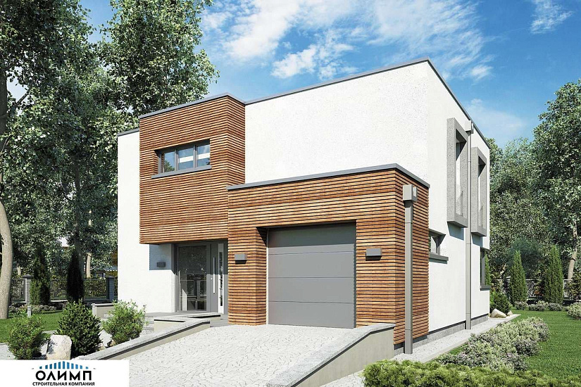 Проект дома из газобетона с плоской крышей Проект дома из газобетона с плоской крышей