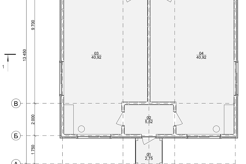 Дом на 2 кв.-каркас 150мм-10700х13450мм-1эт-АР-КР