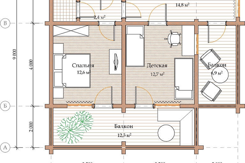 ПРОЕКТ Д-22 ДОМ ИЗ ПРОФИЛИРОВАННОГО БРУСА