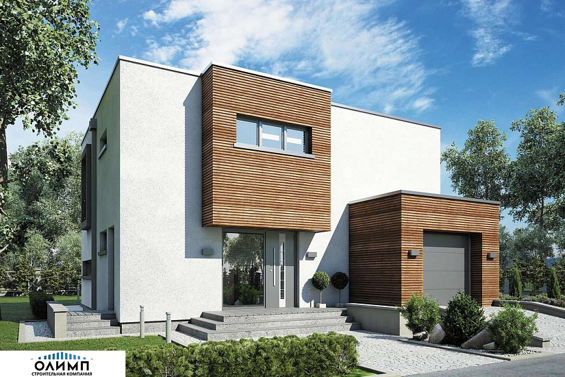 Проект дома из газобетона с плоской крышей Проект дома из газобетона с плоской крышей