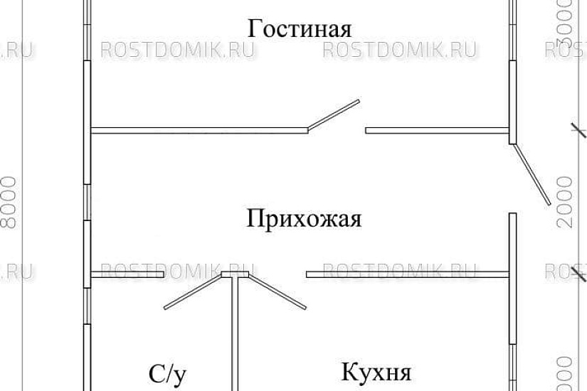 ДОМ ОДНОЭТАЖНЫЙ 6Х8