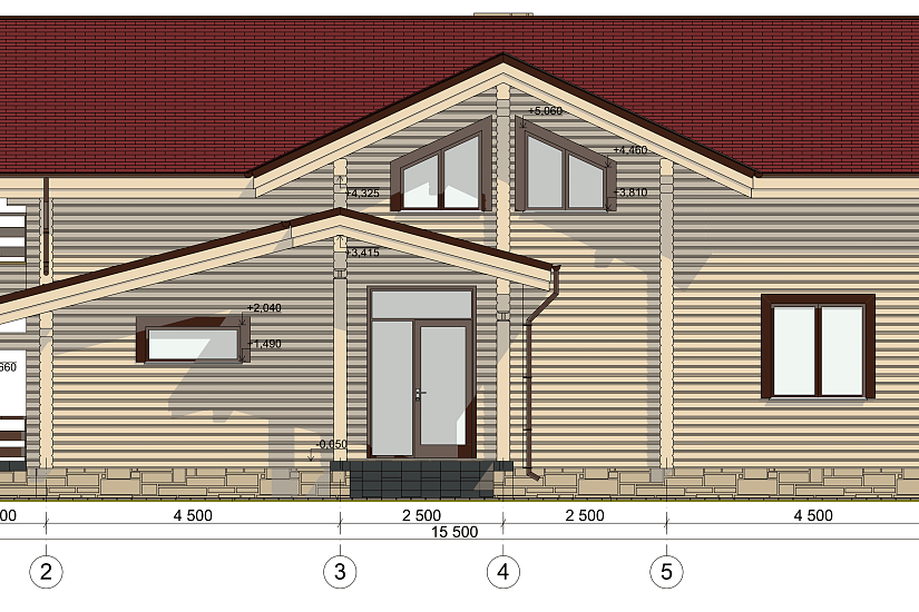 Жилой дом-брус205х140мм-14995х15500мм-1,5эт-АР