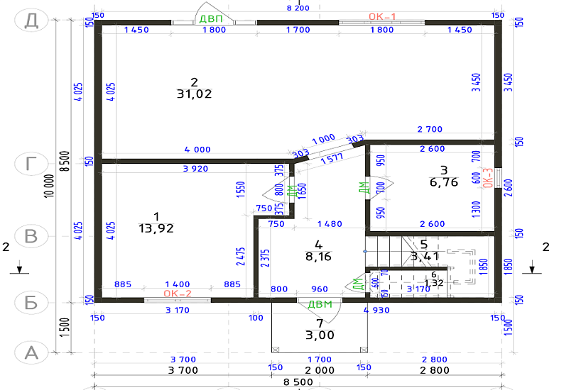 Дом-каркасный-1,5этажа-8500х10000-АР