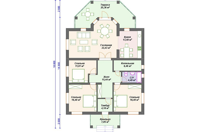 Проект дома К-221 (155.32 кв.м)