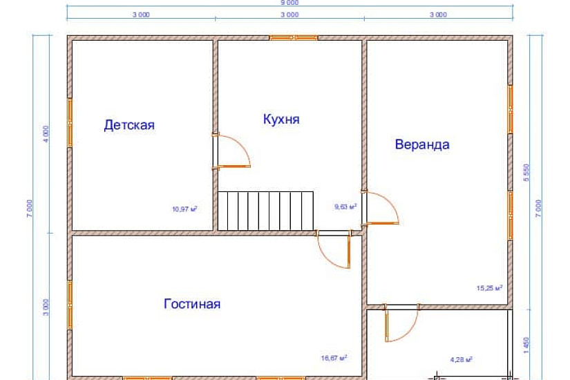 Дом из бруса №26 9x7 м Дом из бруса №26 9x7 м