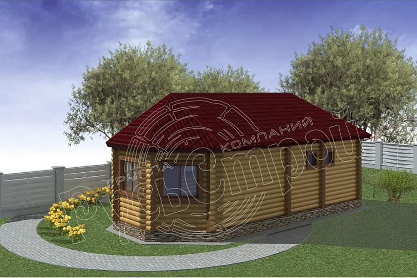 ПРОЕКТ Б-30 БАНЯ ИЗ ОЦИЛИНДРОВАННОГО БРЕВНА
