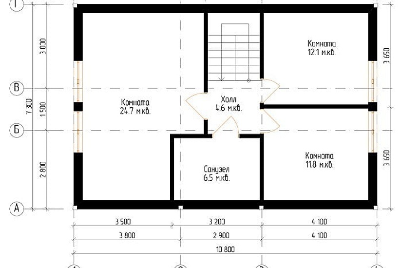 Жилой дом из бруса №9 10x7 м