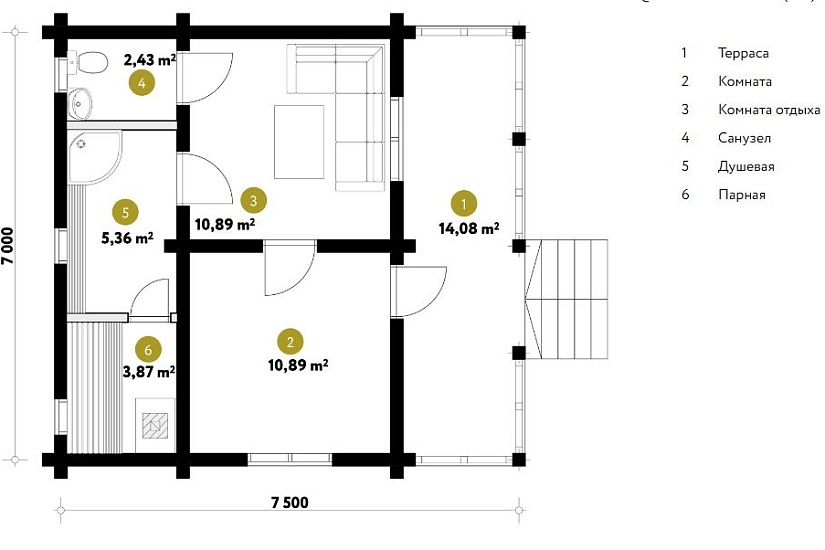 Проект бани из бруса №515
