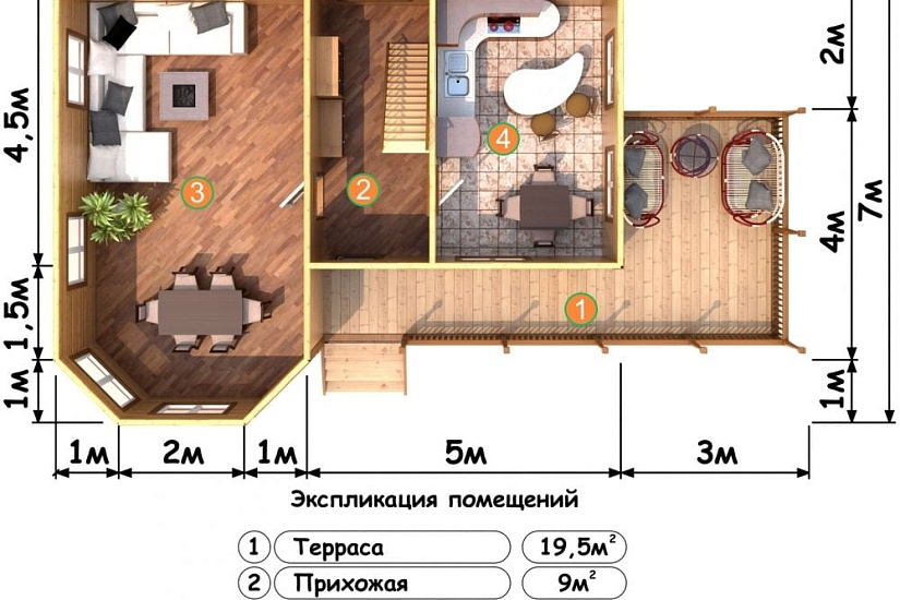 ДОМ ИЗ БРУСА ДБр-115