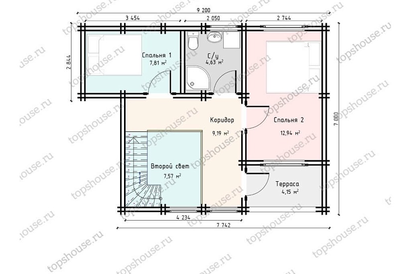 Двухэтажный дом из двойного бруса «Дворец Тора» от компании ТопсХаус