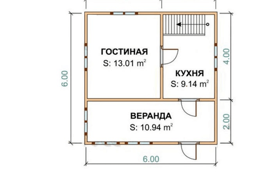 Дом из бруса 6х6 к1п8