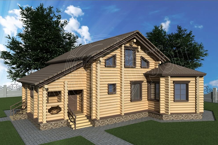 ПРОЕКТ Д-16 ДОМ ИЗ ОЦИЛИНДРОВАННОГО БРЕВНА