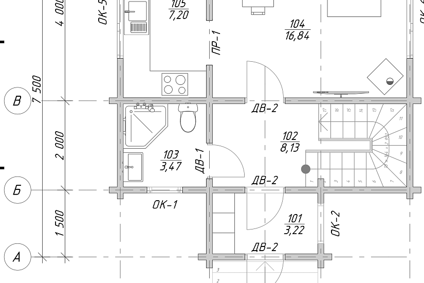 Дом-брус136х136мм-6500х7500мм-1,5эт-АР
