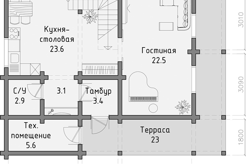 Проект дома из бруса №349
