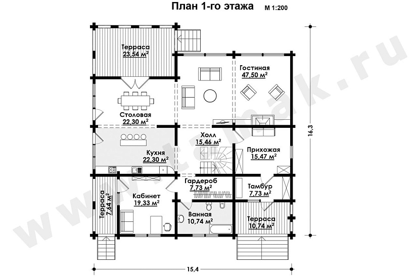 Дом из клееного бруса БД-24-1-339