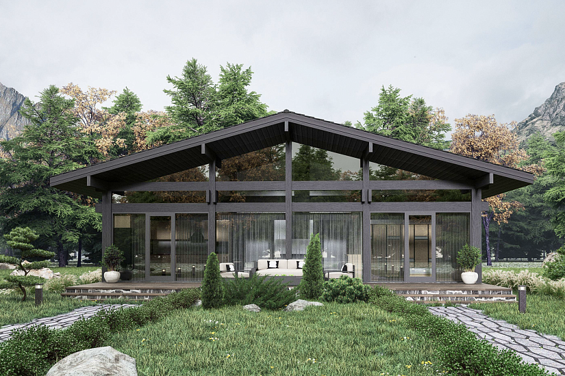 Дом-каркас(фахверк)-брус 150х150мм+12000х14500мм-1эт-АР Дом-каркас(фахверк)-брус 150х150мм+12000х14500мм-1эт-АР