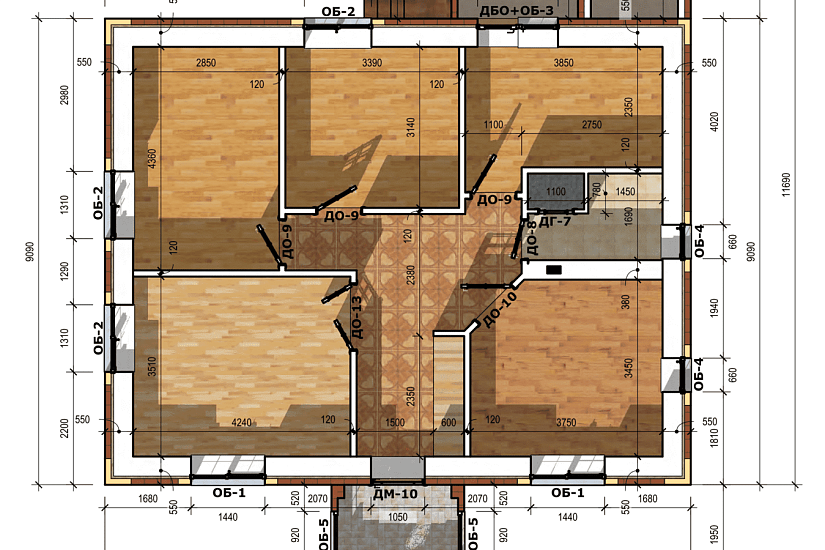 Дом-блочный-11690х11430мм-1эт.-АР-КР Дом-блочный-11690х11430мм-1эт.-АР-КР