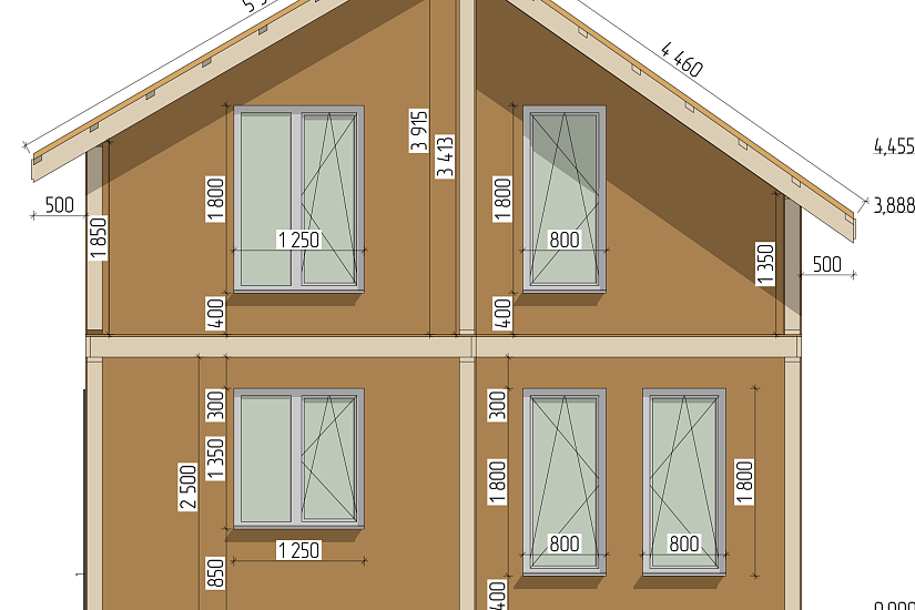 Дом-Сип.панели174мм-6875х6875мм-1,5эт-АР-КР