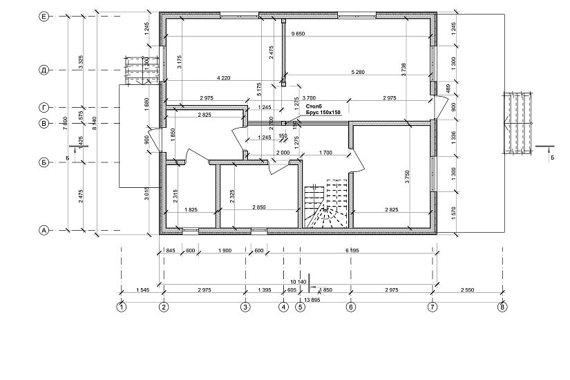 Дом-1,5эт-каркас-13895х7800мм-КД Дом-1,5эт-каркас-13895х7800мм-КД