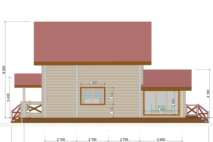 Баня-брус200мм-9500х11900мм-КР