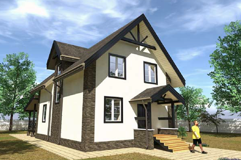 Дом-каркас150мм-16400х7300мм-1,5эт-АР-КР