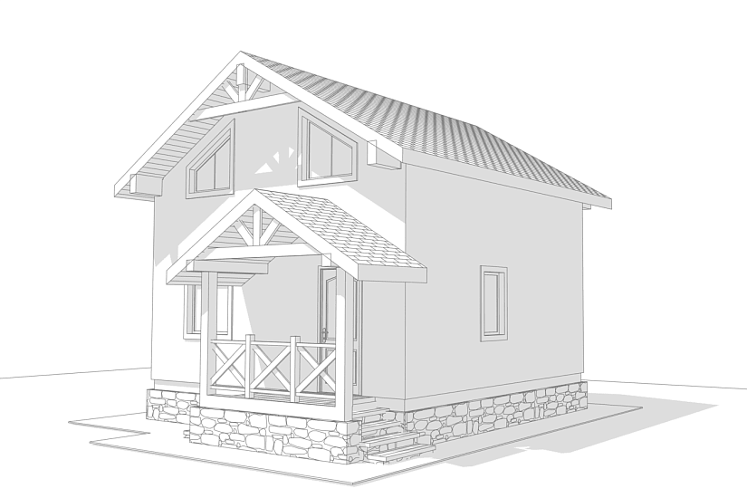Дом дачный 6х6-1,5эт-каркасн