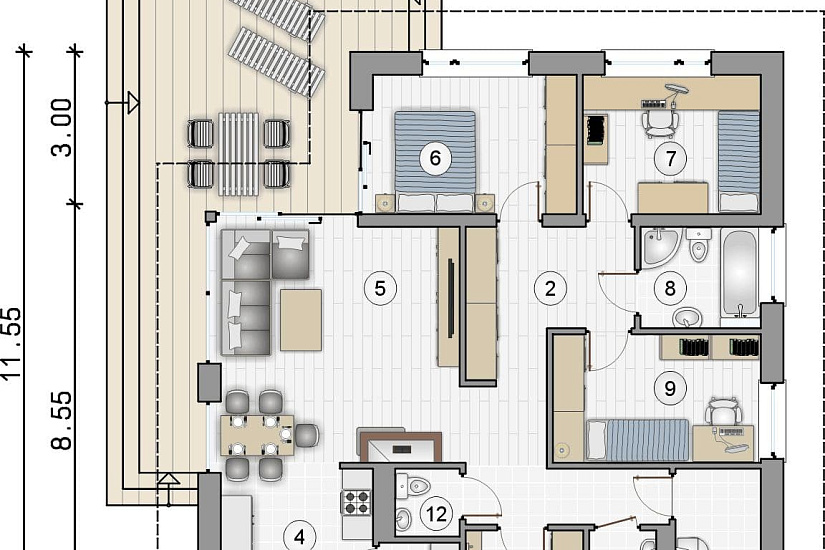 Проект дома с террасой Устькурдюм Проект дома с террасой Устькурдюм