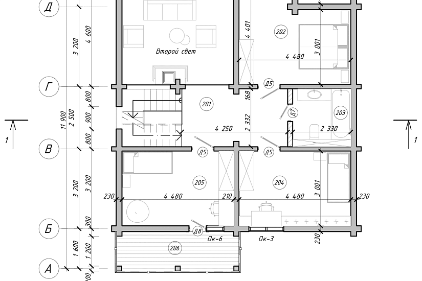 Дом-брус230х188мм-13300х11600мм-1,5эт-АР-КР Дом-брус230х188мм-13300х11600мм-1,5эт-АР-КР