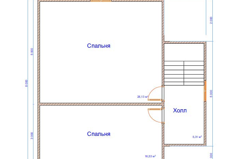 Дом из бруса №24 8x8 м