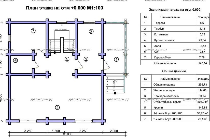 Двухэтажный дом из бруса ДОКА РБ 2-147-8(10)-8(10)
